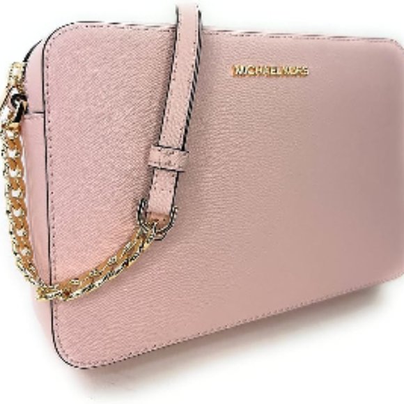 SALE! NWT Michael Kors Leather E/W Jet Set Crossbody Shoulder Bag Pink Blush - Picture 9 of 14
